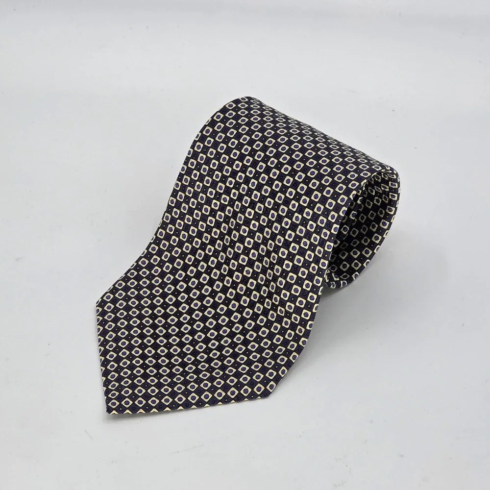 Vintage Polo Ralph Lauren Silk Tie Geometric Square Hand Woven Multicolor 54